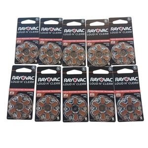 Rayovac Loud N Clear 312 Hearing Aid Batteries Lot 10 Packs Exp. 2029